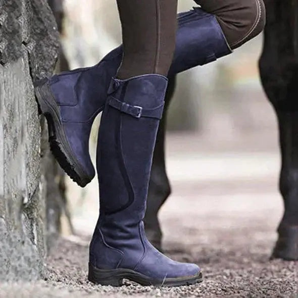 Kelsey | Women's Tall Leather Riding Boots Buckle Water Resistant