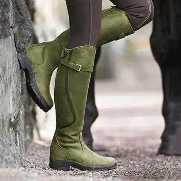 Kelsey | Women's Tall Leather Riding Boots Buckle Water Resistant