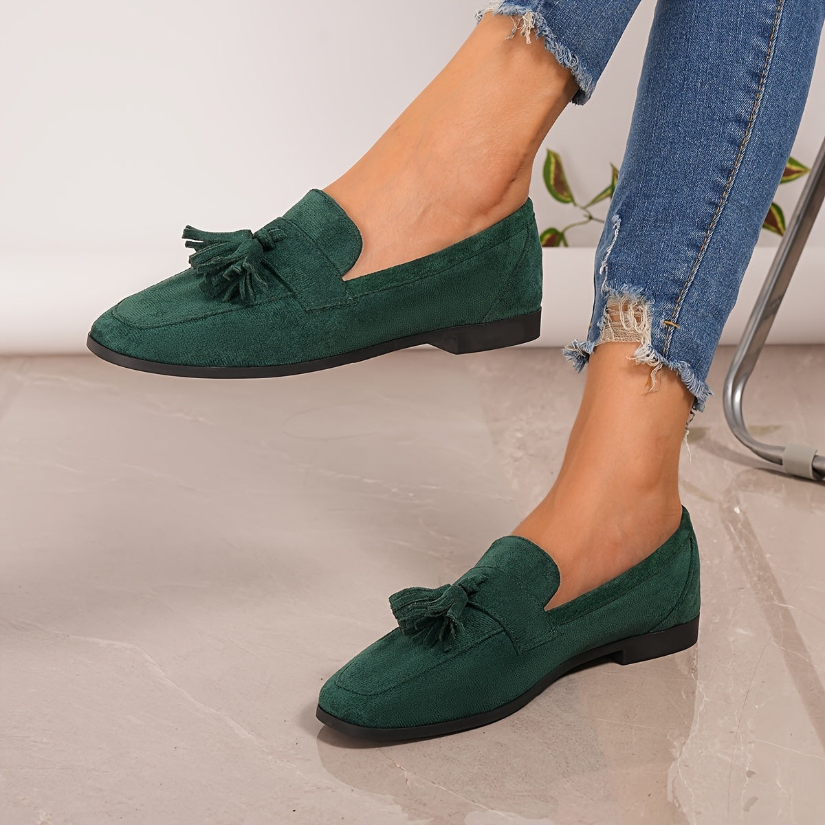 Evelyn | Women's Suede Tassel Loafers Flat