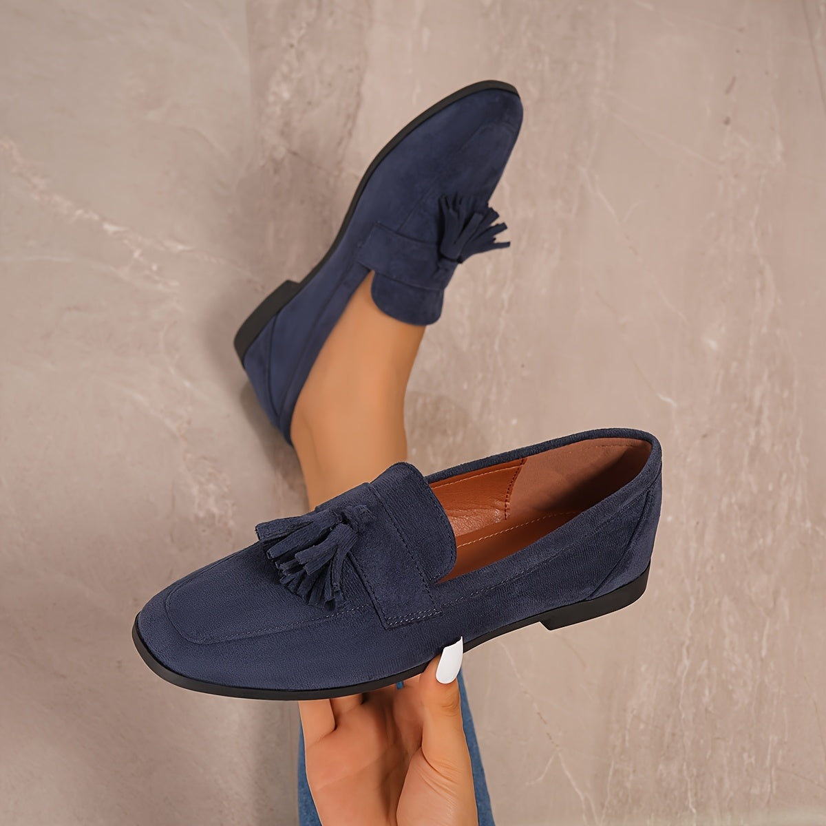 Evelyn | Women's Suede Tassel Loafers Flat