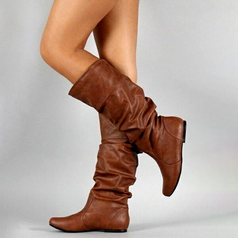 Inga - Women's Slouchy Knee-High Flat Boots