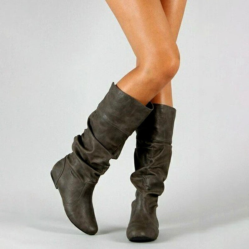 Inga - Women's Slouchy Knee-High Flat Boots