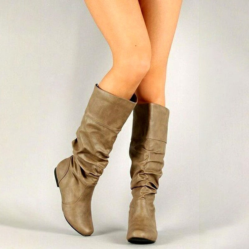 Inga - Women's Slouchy Knee-High Flat Boots