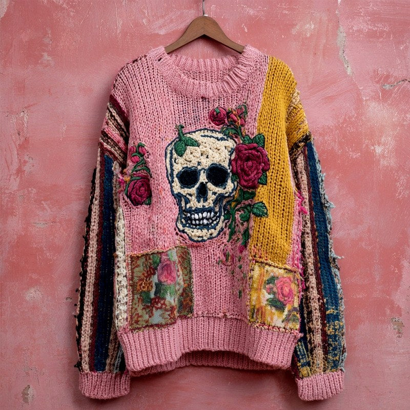 Ingrid - Women's Patchwork Knit Sweater