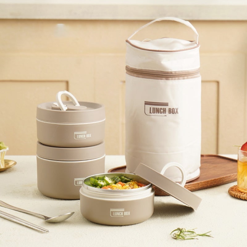Insulated Bento Lunch Box with Stainless Steel Containers and Thermal Carrying Bag