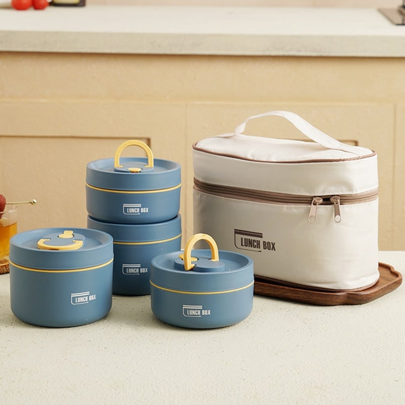 Insulated Bento Lunch Box with Stainless Steel Containers and Thermal Carrying Bag