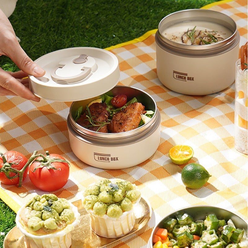 Insulated Bento Lunch Box with Stainless Steel Containers and Thermal Carrying Bag