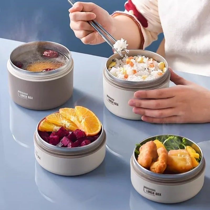 Insulated Bento Lunch Box with Stainless Steel Containers and Thermal Carrying Bag