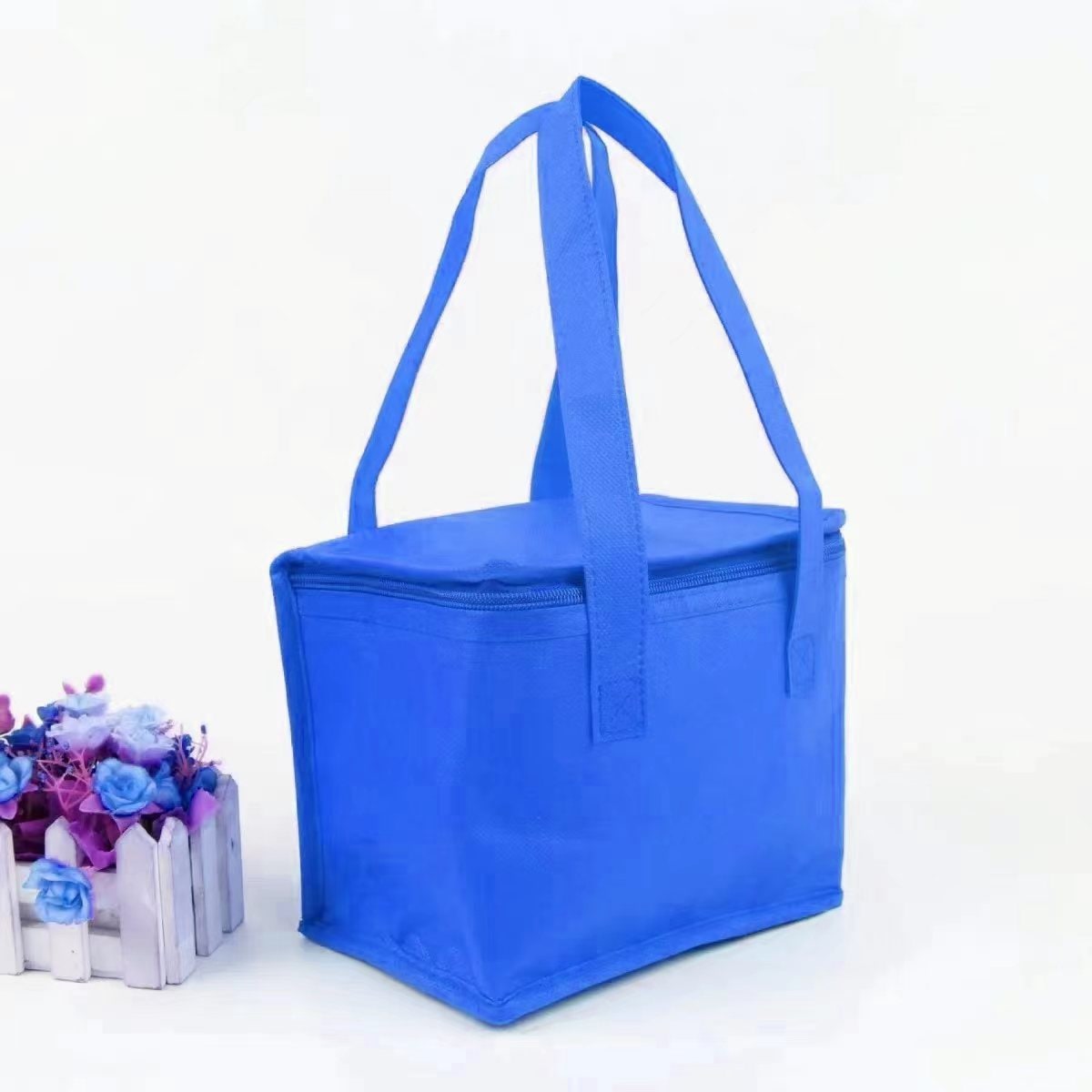 Insulated Lunch Bag and Cooler Box with Zippered Closure and Dual Handles Portable
