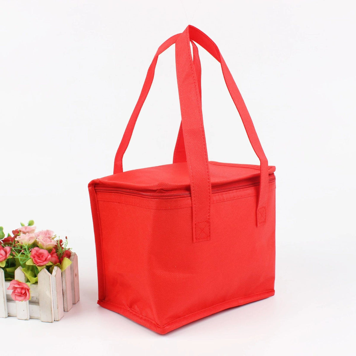 Insulated Lunch Bag and Cooler Box with Zippered Closure and Dual Handles Portable