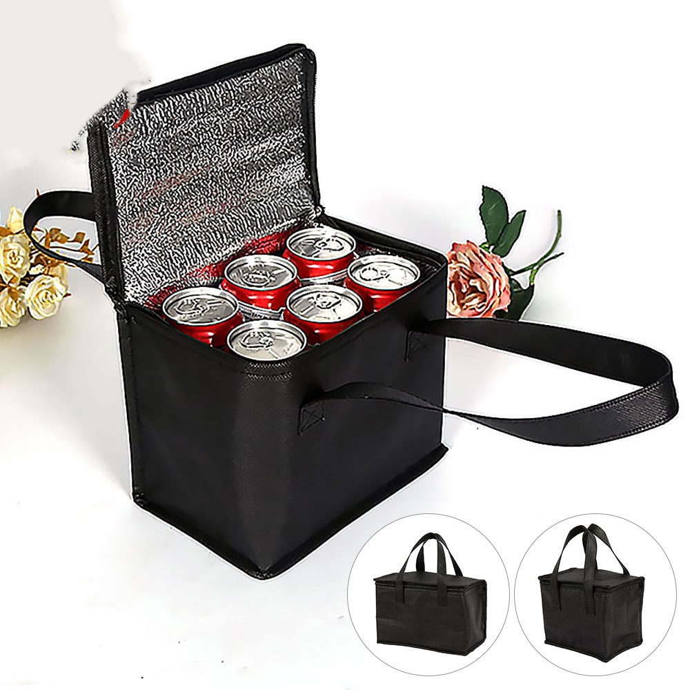 Insulated Lunch Bag and Cooler Box with Zippered Closure and Dual Handles Portable