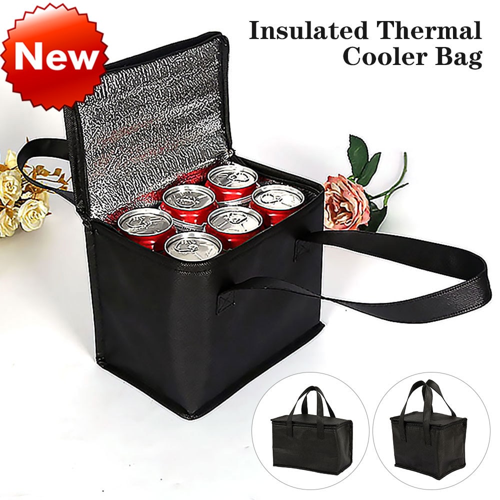 Insulated Lunch Bag and Cooler Box with Zippered Closure and Dual Handles Portable