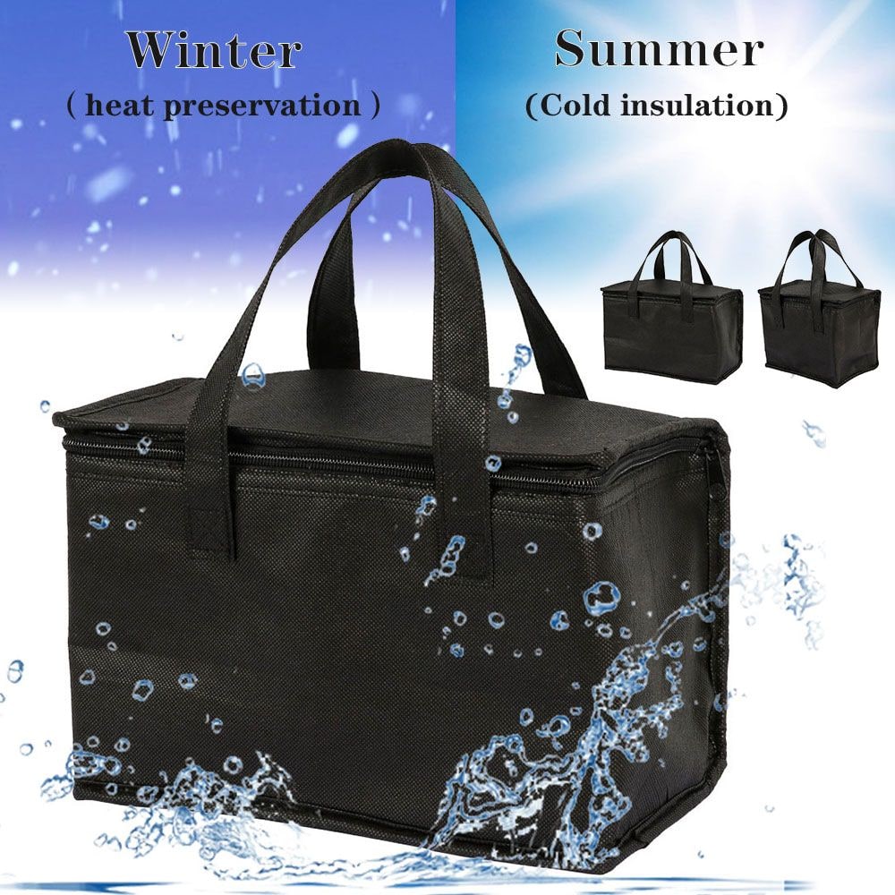 Insulated Lunch Bag and Cooler Box with Zippered Closure and Dual Handles Portable