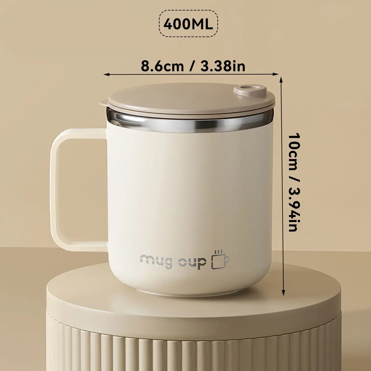 Insulated Stainless Steel Coffee Mug with Double Wall Lid and Handle for Travel 8 Oz