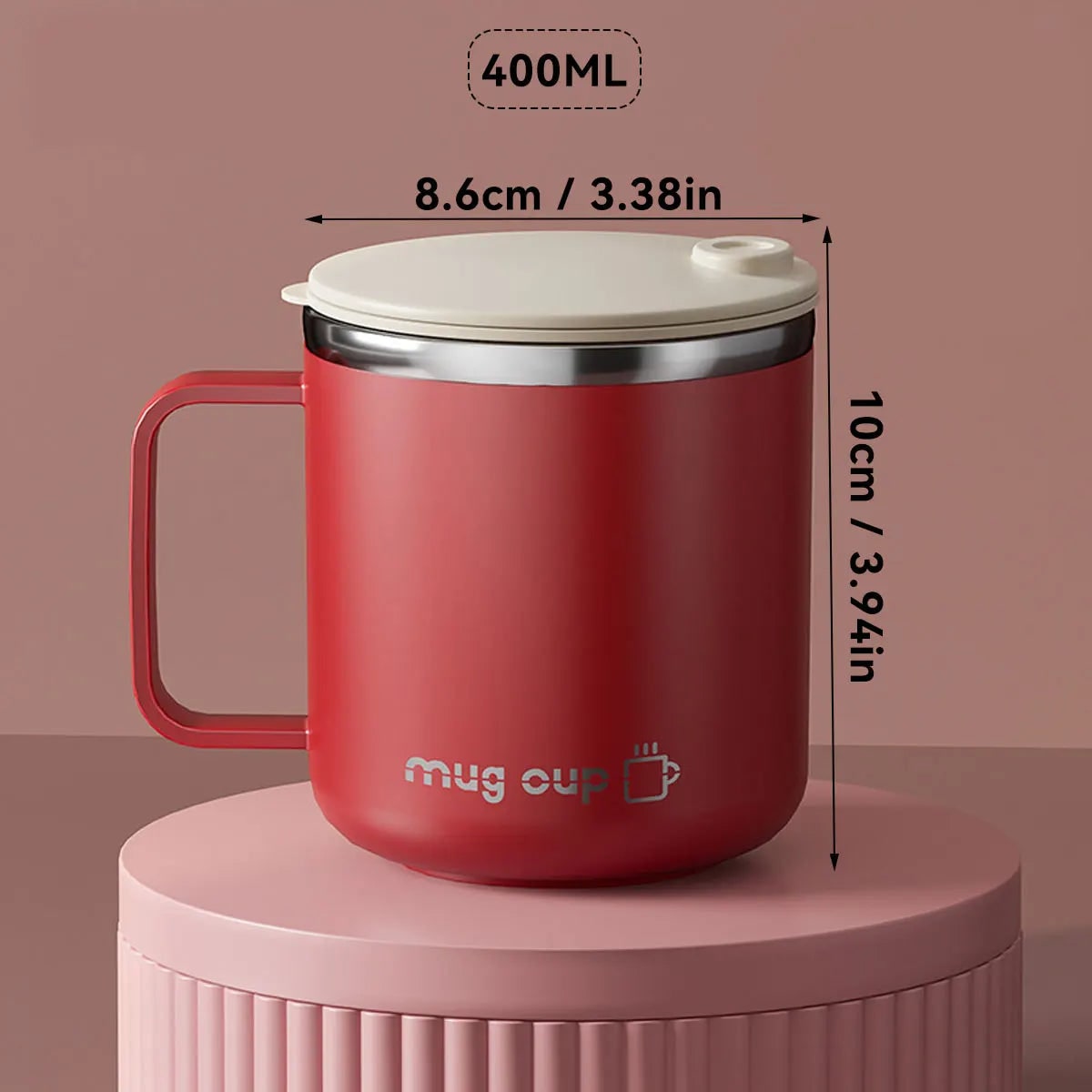 Insulated Stainless Steel Coffee Mug with Double Wall Lid and Handle for Travel 8 Oz
