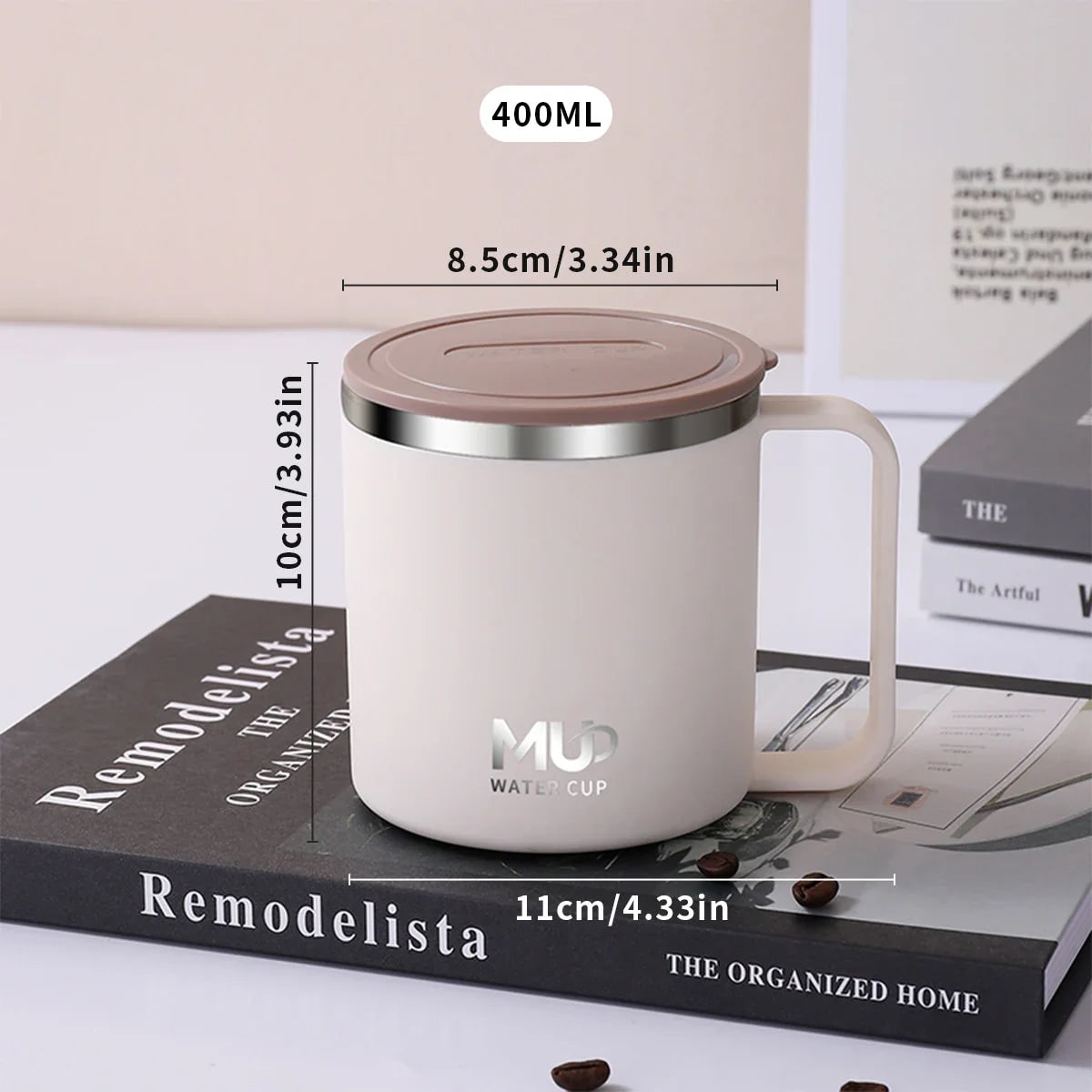 Insulated Stainless Steel Coffee Mug with Double Wall Lid and Handle for Travel 8 Oz