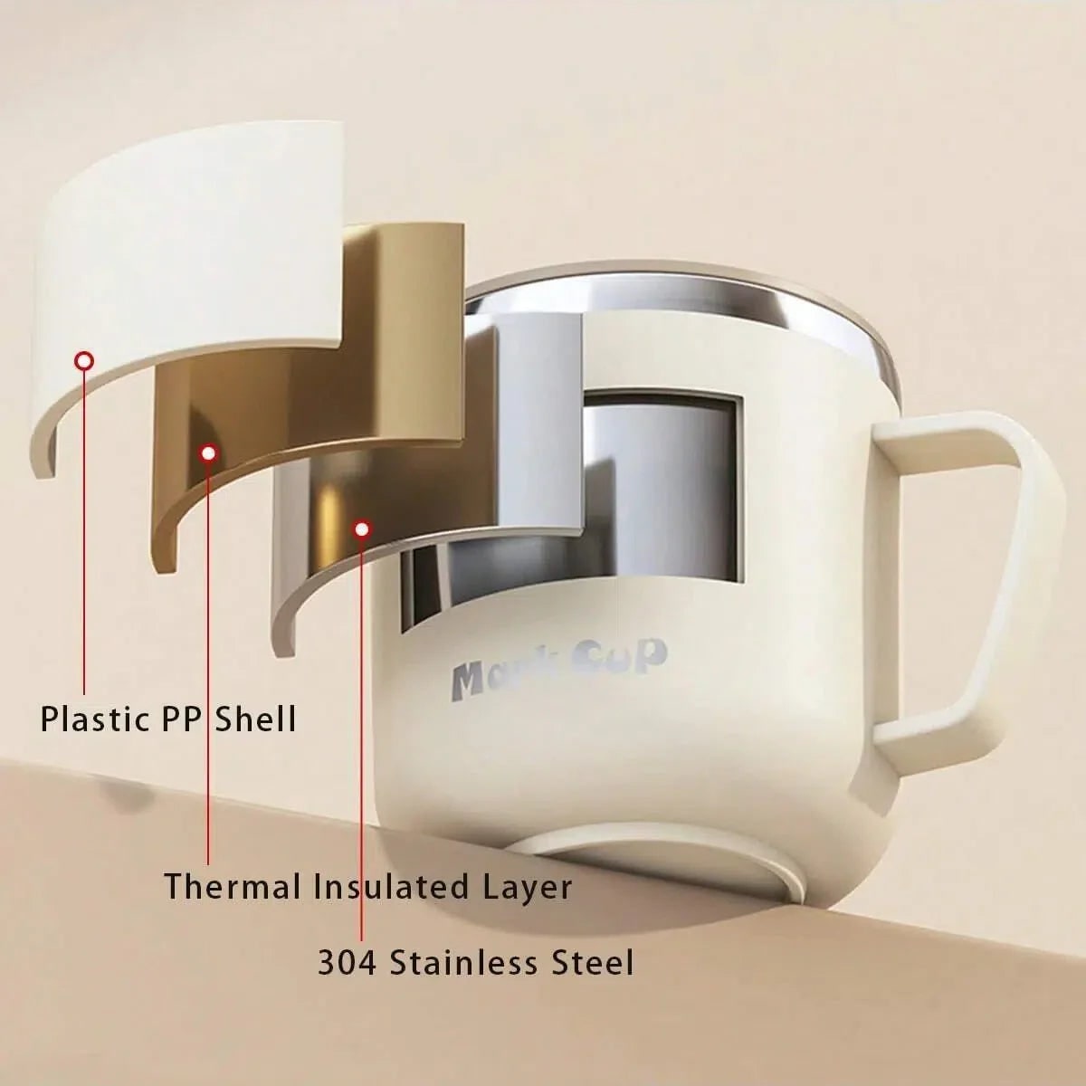 Insulated Stainless Steel Coffee Mug with Double Wall Lid and Handle for Travel 8 Oz