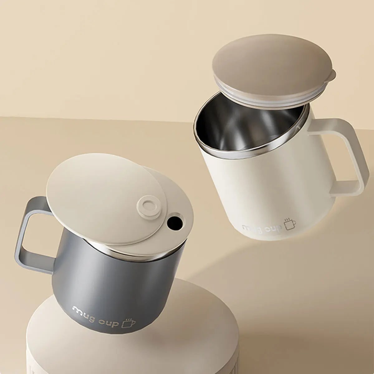 Insulated Stainless Steel Coffee Mug with Double Wall Lid and Handle for Travel 8 Oz