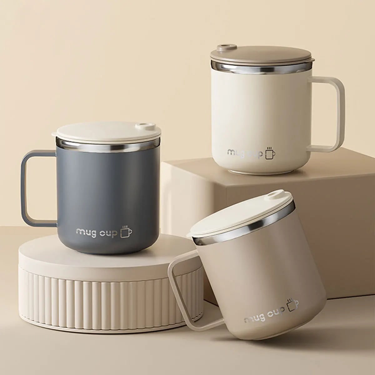 Insulated Stainless Steel Coffee Mug with Double Wall Lid and Handle for Travel 8 Oz