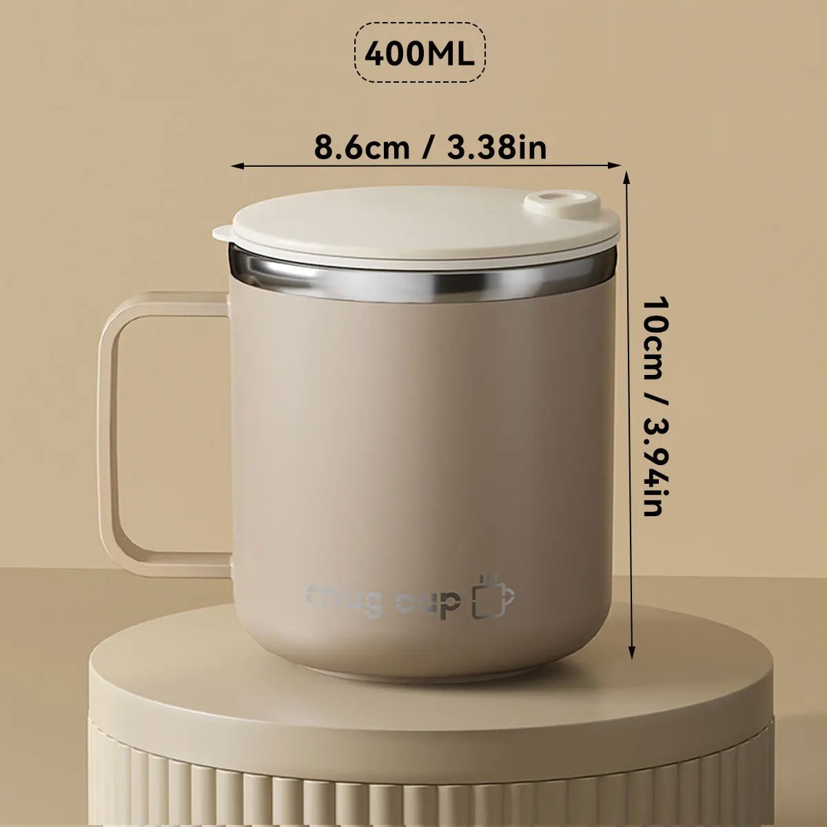 Insulated Stainless Steel Coffee Mug with Double Wall Lid and Handle for Travel 8 Oz