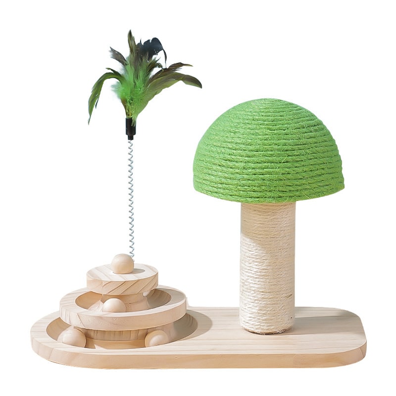 Interactive Cat Toys with Ball Track Scratching Post and Spring Wand