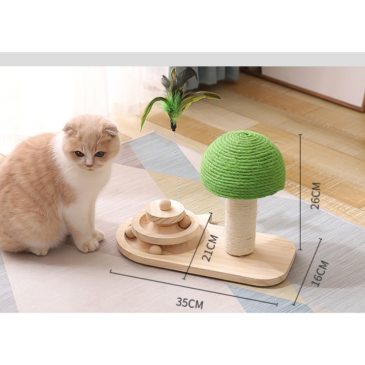 Interactive Cat Toys with Ball Track Scratching Post and Spring Wand