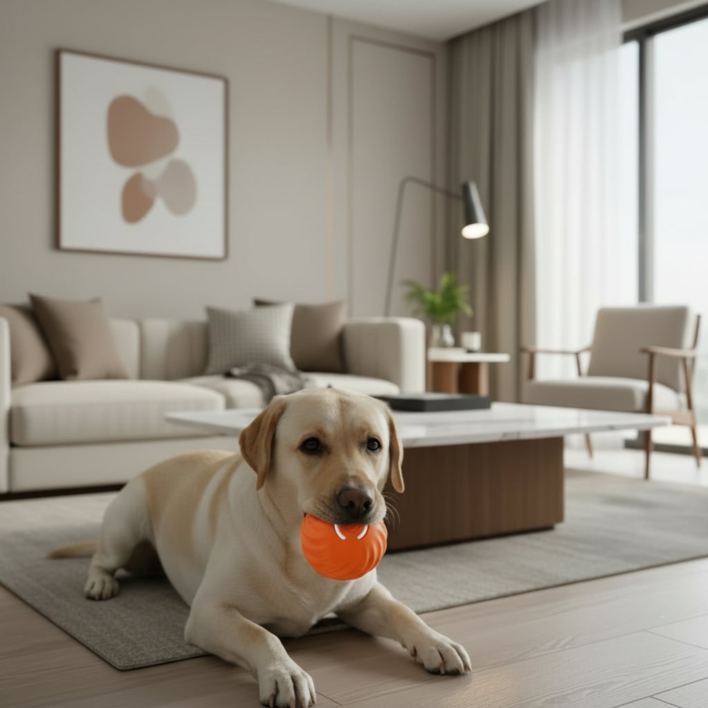 Interactive Dog Ball Toy with Motorized Rolling Motion and Textured Rubber Exterior