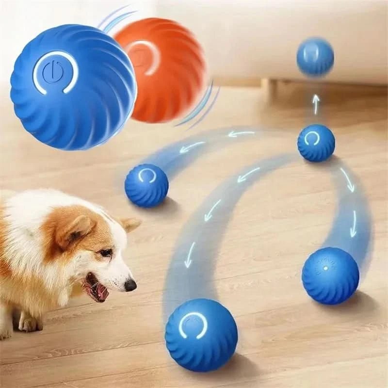Interactive Dog Ball Toy with Motorized Rolling Motion and Textured Rubber Exterior