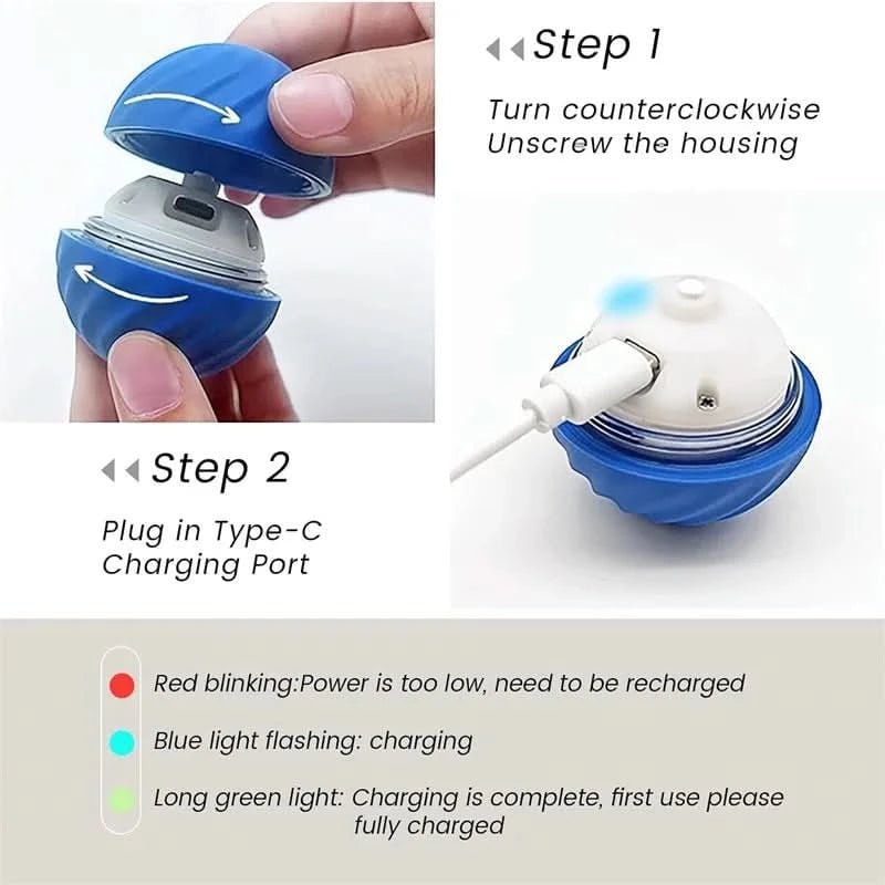 Interactive Dog Ball Toy with Motorized Rolling Motion and Textured Rubber Exterior