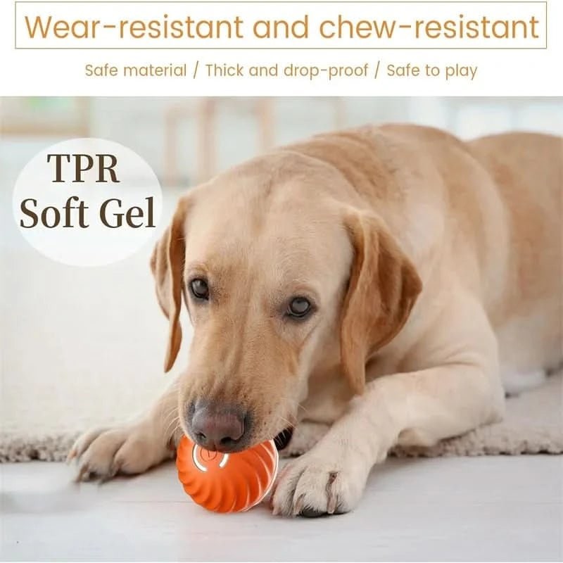 Interactive Dog Ball Toy with Motorized Rolling Motion and Textured Rubber Exterior