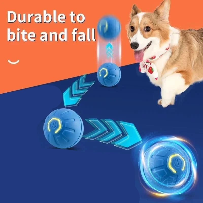 Interactive Dog Ball Toy with Motorized Rolling Motion and Textured Rubber Exterior