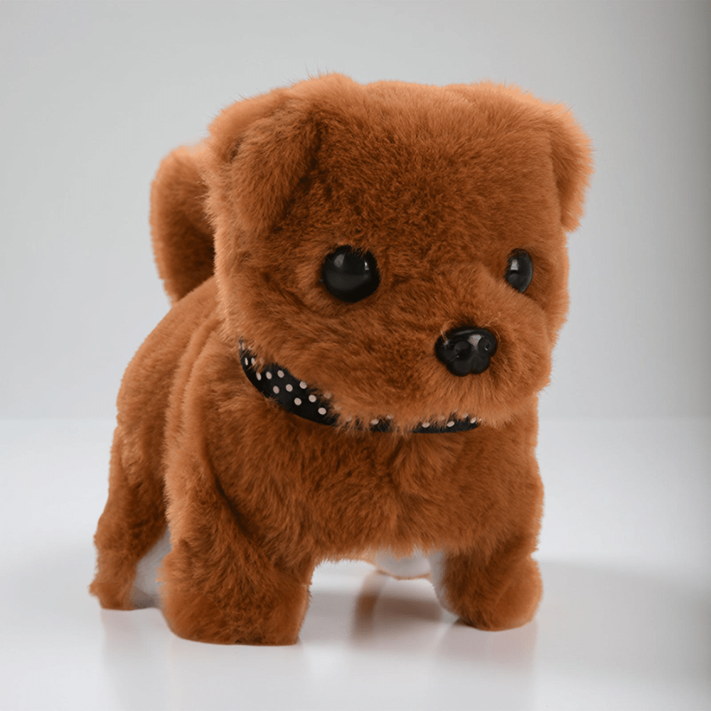 Interactive Walking Robot Toy Dog with Barking Sounds and Tail Wagging Battery Operated Plush Puppy