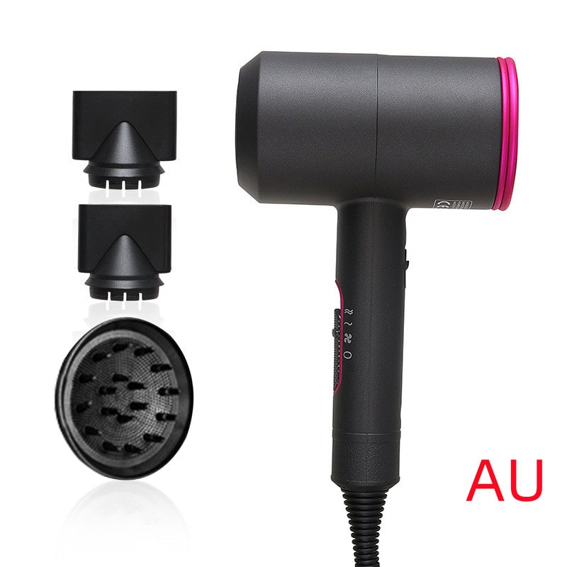 Ionic Hair Dryer with Diffuser and Concentrator Nozzles for Portable Styling With Comb