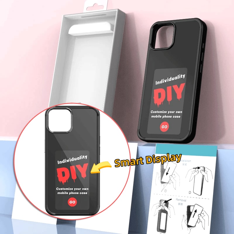Iphone Case with Strap and E-Ink Wallet Display Waterproof Phone Pouch with Protective Bumper