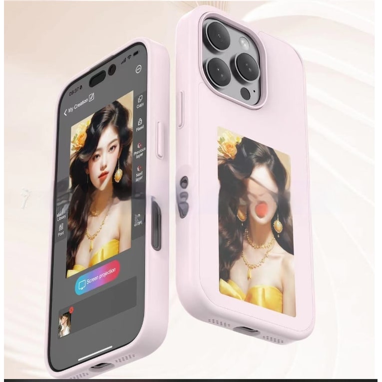 Iphone Case with Strap and E-Ink Wallet Display Waterproof Phone Pouch with Protective Bumper