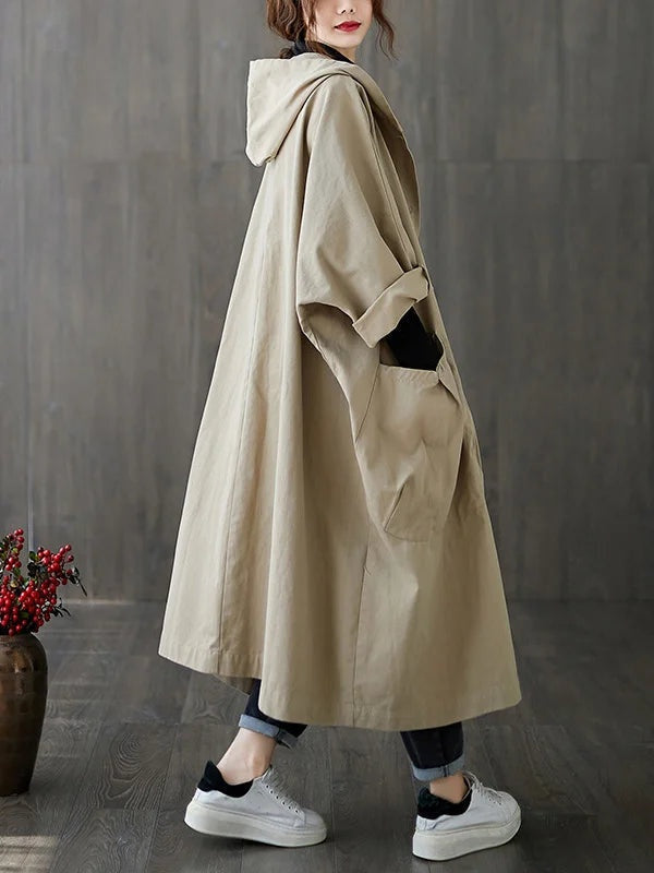 Juliana | Women's Long Hooded Trench Coat Oversized