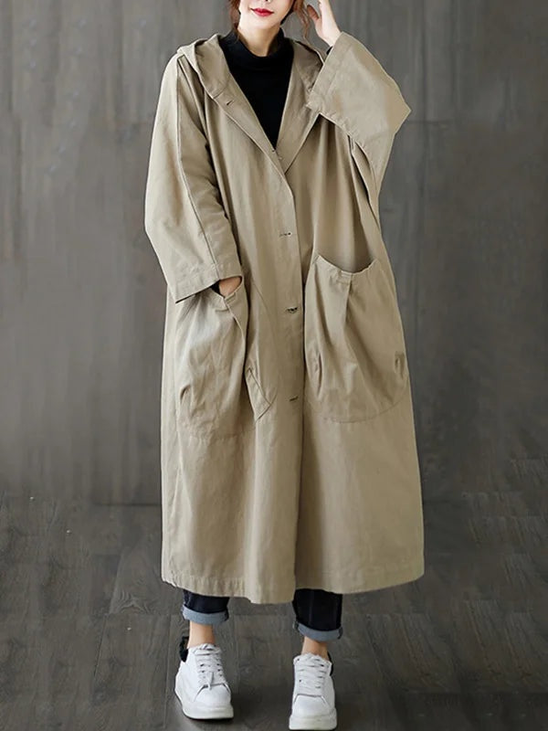 Juliana | Women's Long Hooded Trench Coat Oversized