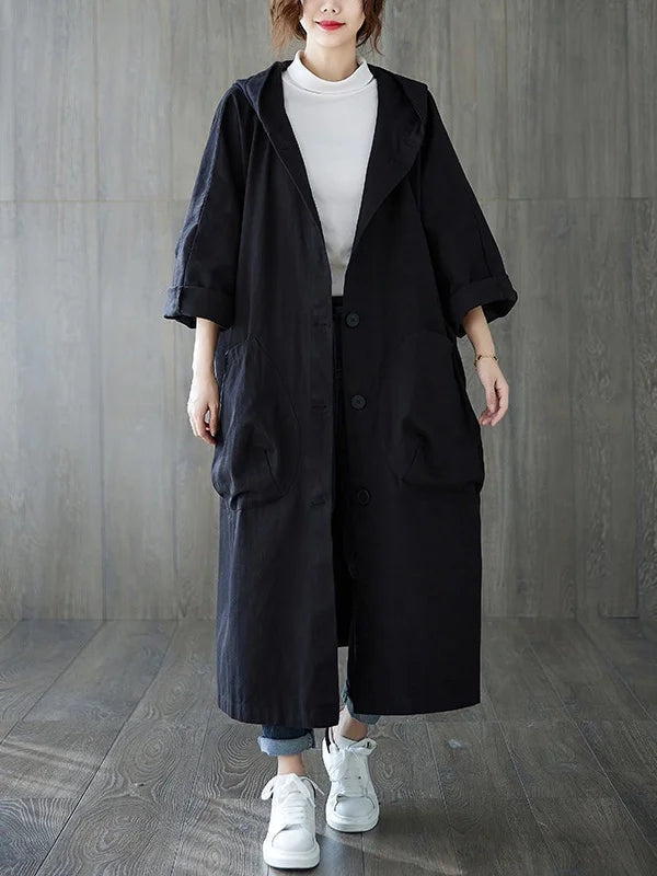 Juliana | Women's Long Hooded Trench Coat Oversized