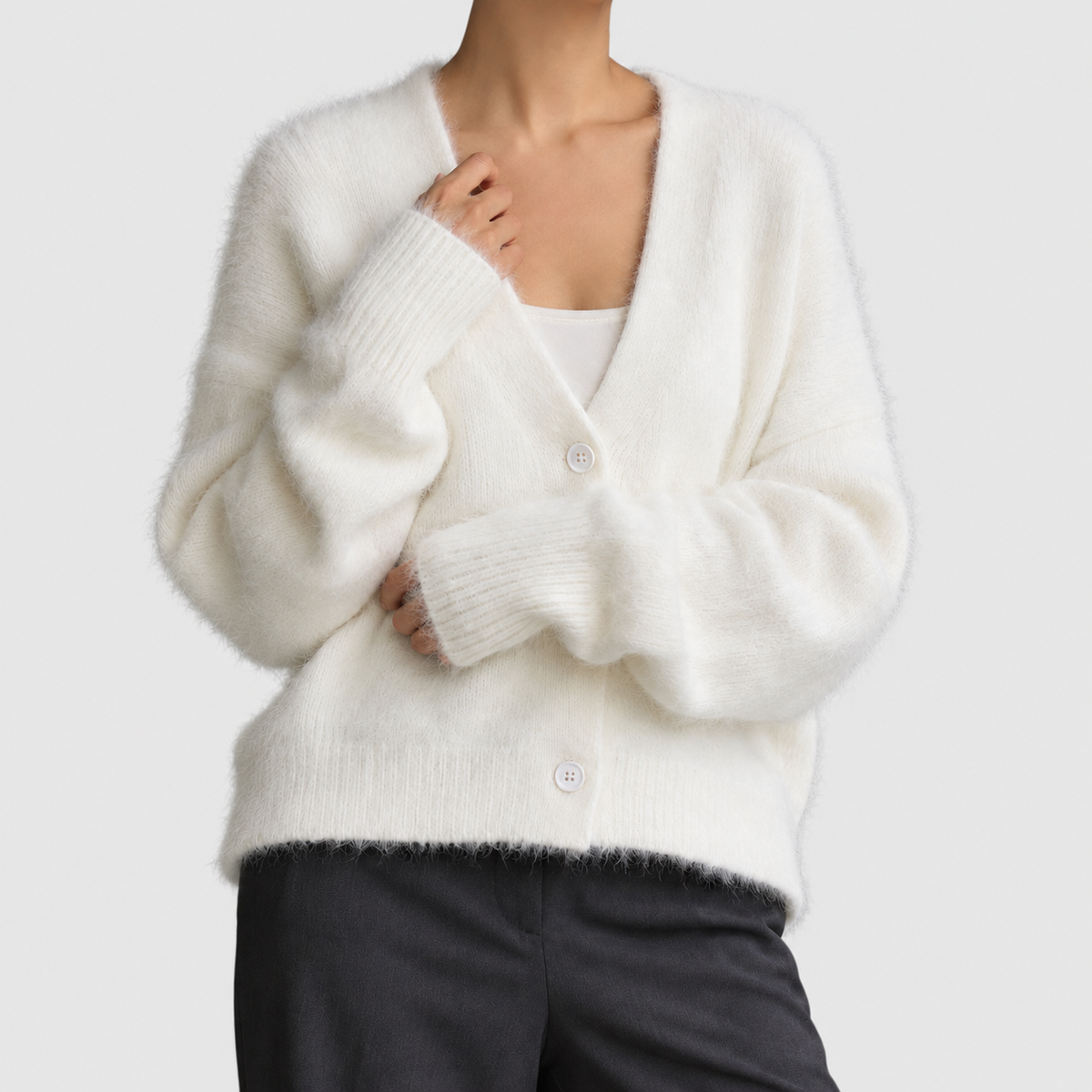 Isadora - Women's Balloon-Sleeve Button-Front Cardigan