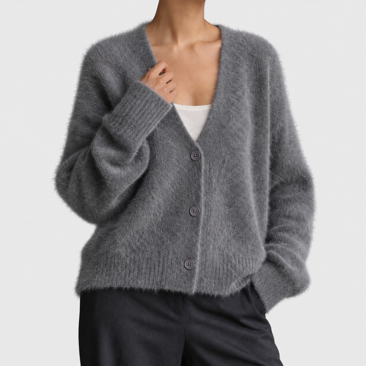 Isadora - Women's Balloon-Sleeve Button-Front Cardigan