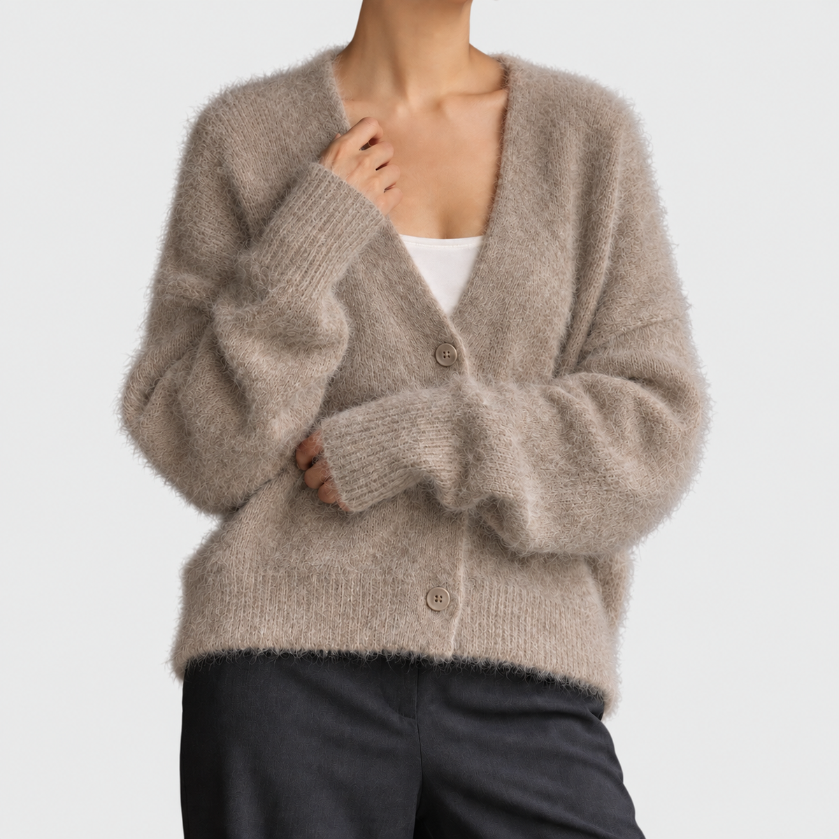 Isadora - Women's Balloon-Sleeve Button-Front Cardigan