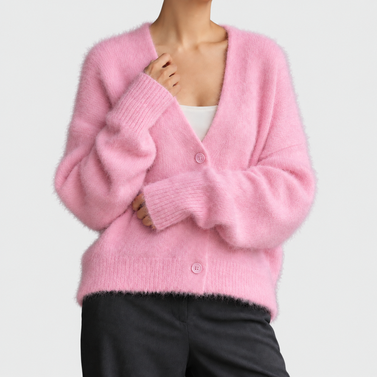 Isadora - Women's Balloon-Sleeve Button-Front Cardigan