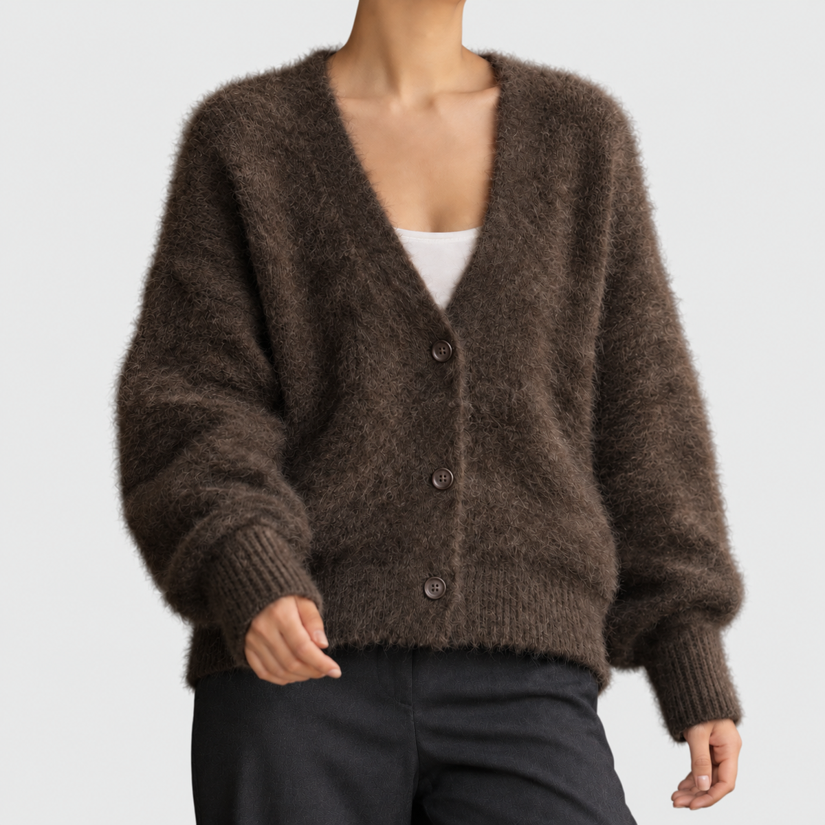Isadora - Women's Balloon-Sleeve Button-Front Cardigan