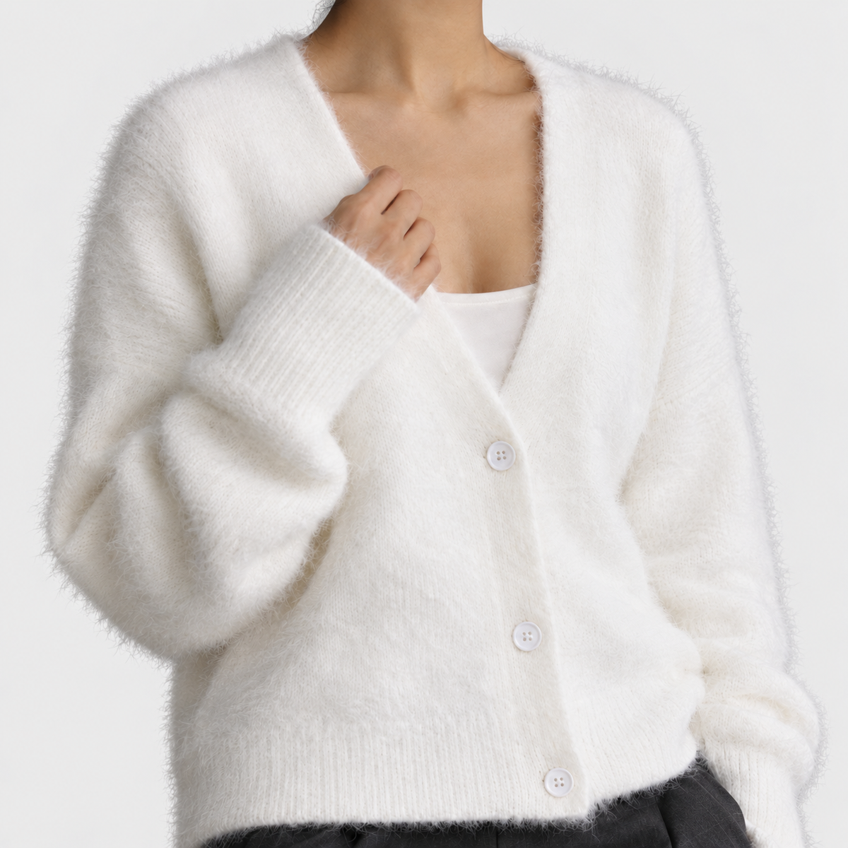 Isadora - Women's Balloon-Sleeve Button-Front Cardigan