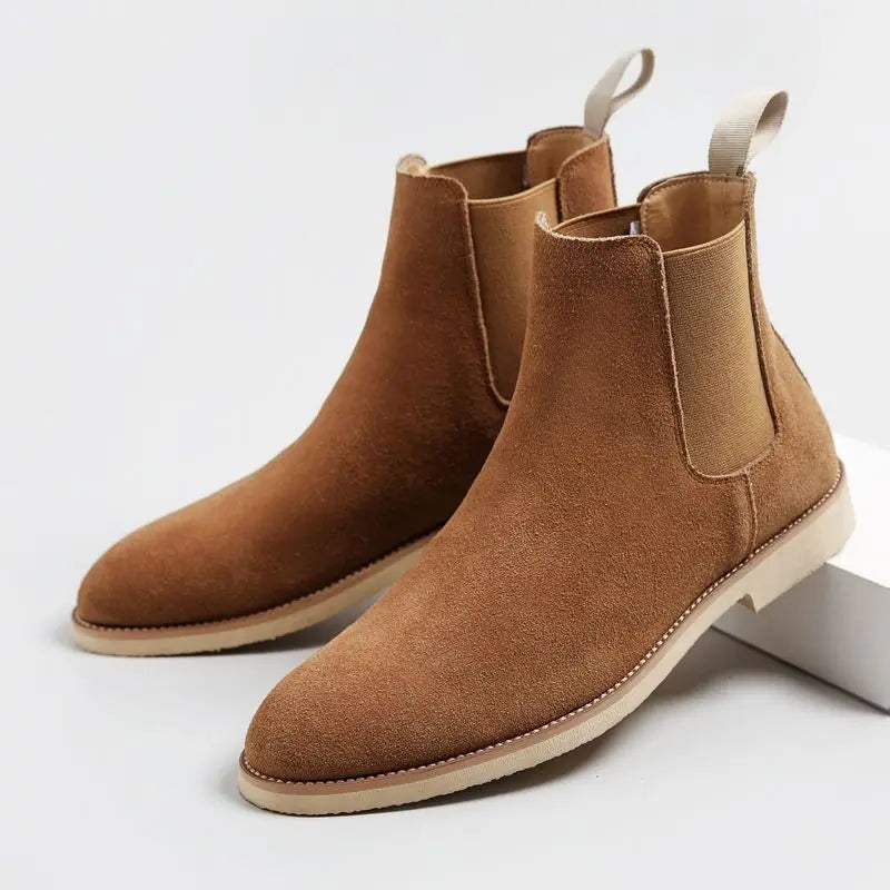 Theodore | Men's Suede Chelsea Ankle Boots Elastic Side Panels