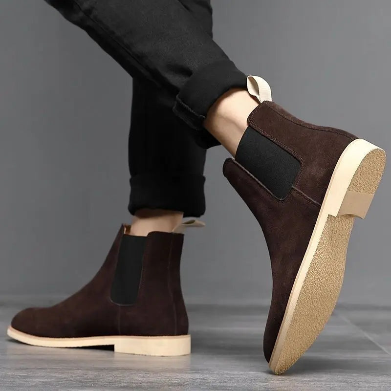 Theodore | Men's Suede Chelsea Ankle Boots Elastic Side Panels