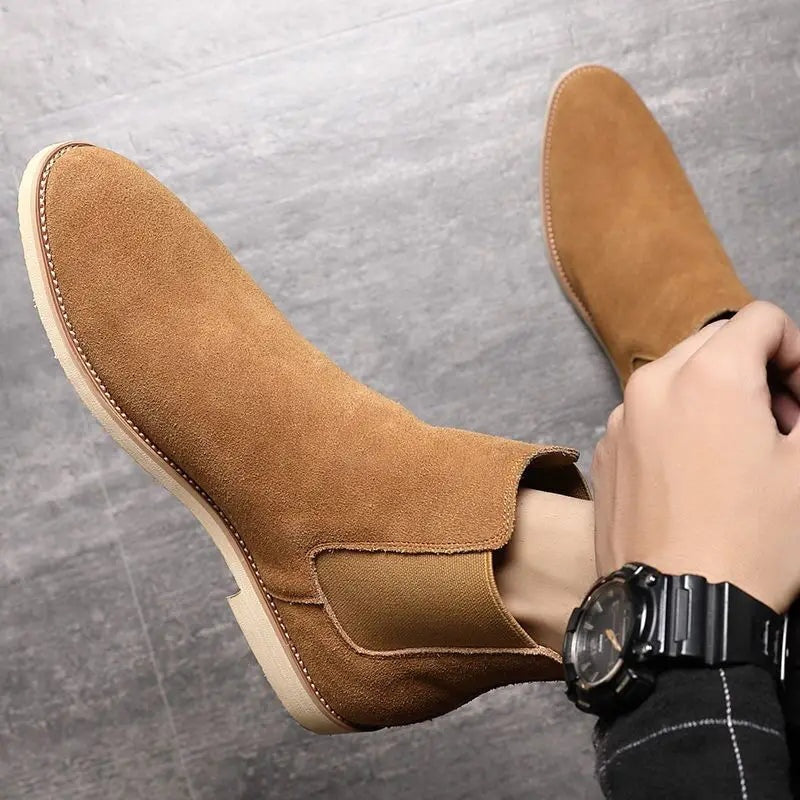 Theodore | Men's Suede Chelsea Ankle Boots Elastic Side Panels