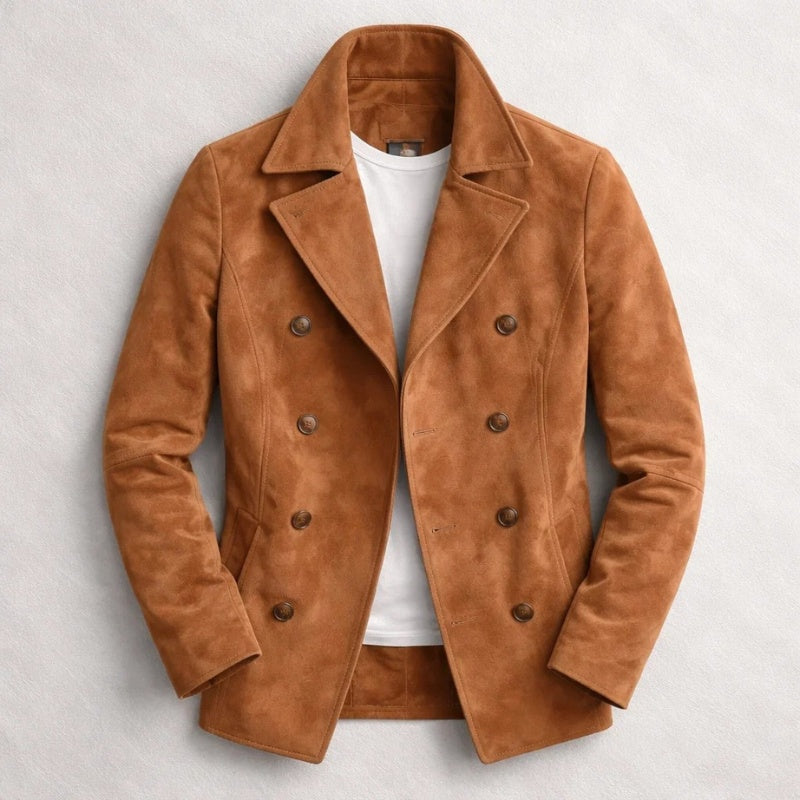 Eric | Men's Suede Peacoat Double Breasted Short Coat
