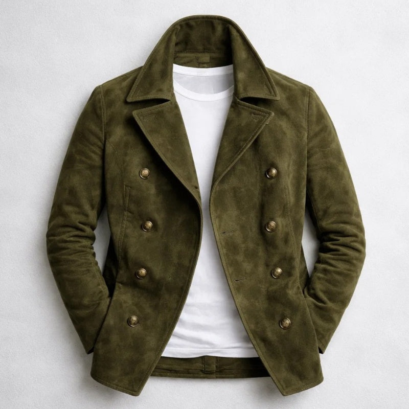 Eric | Men's Suede Peacoat Double Breasted Short Coat