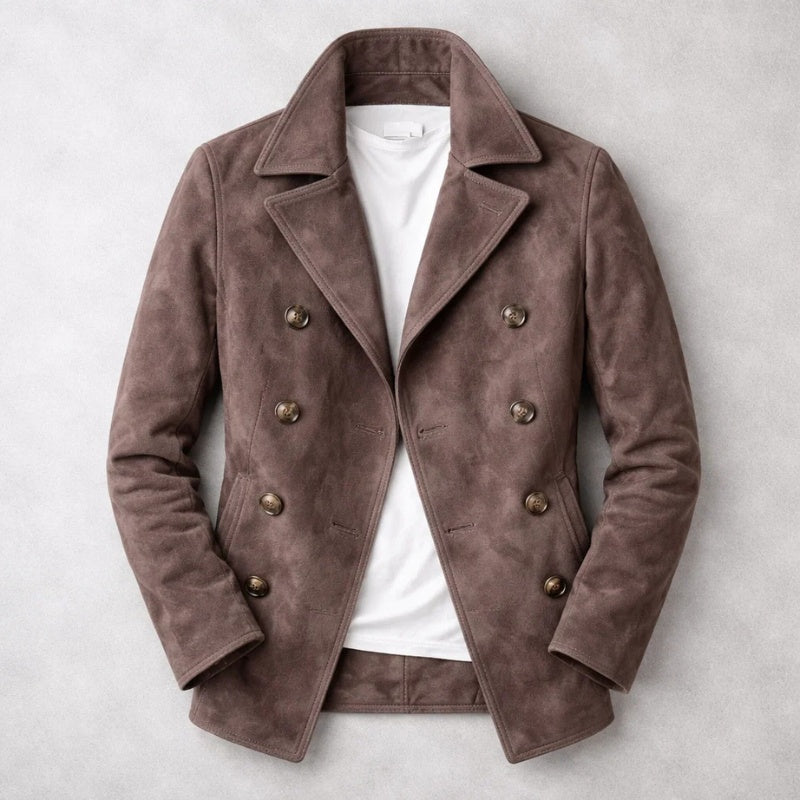 Eric | Men's Suede Peacoat Double Breasted Short Coat